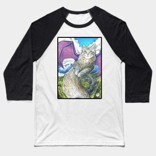 Cat Dragon - Black Outlined Version Baseball T-Shirt